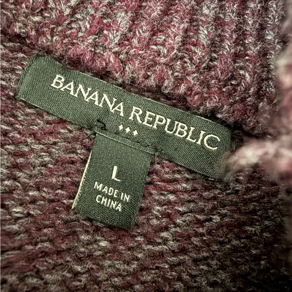 Banana Republic Men's Shawl Collar Sweater Plum Heather Cotton Blend Size Large